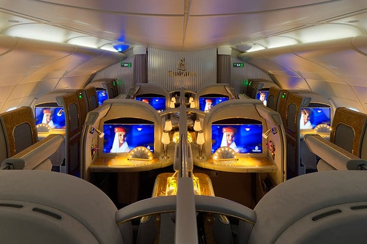 In business in the United States for free, lots of seats to fly with Emirates and American Airlines