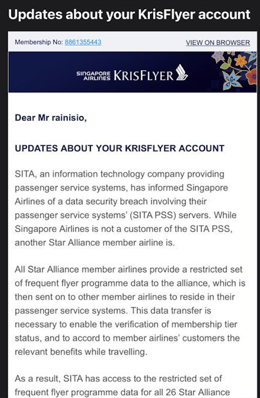 Data of hundreds of thousands of frequent flyers stolen