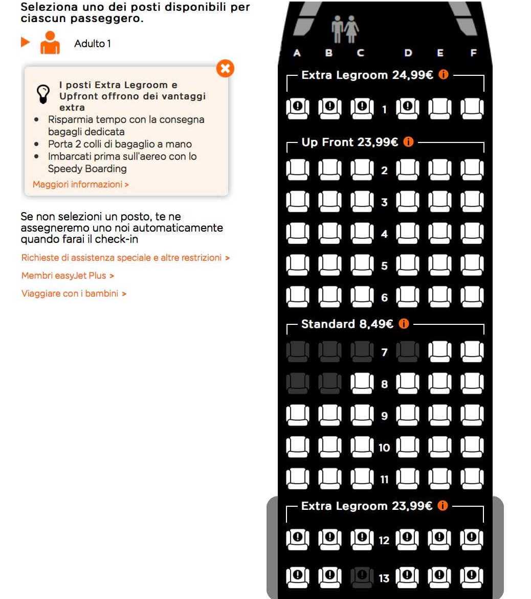 Easyjet map seating