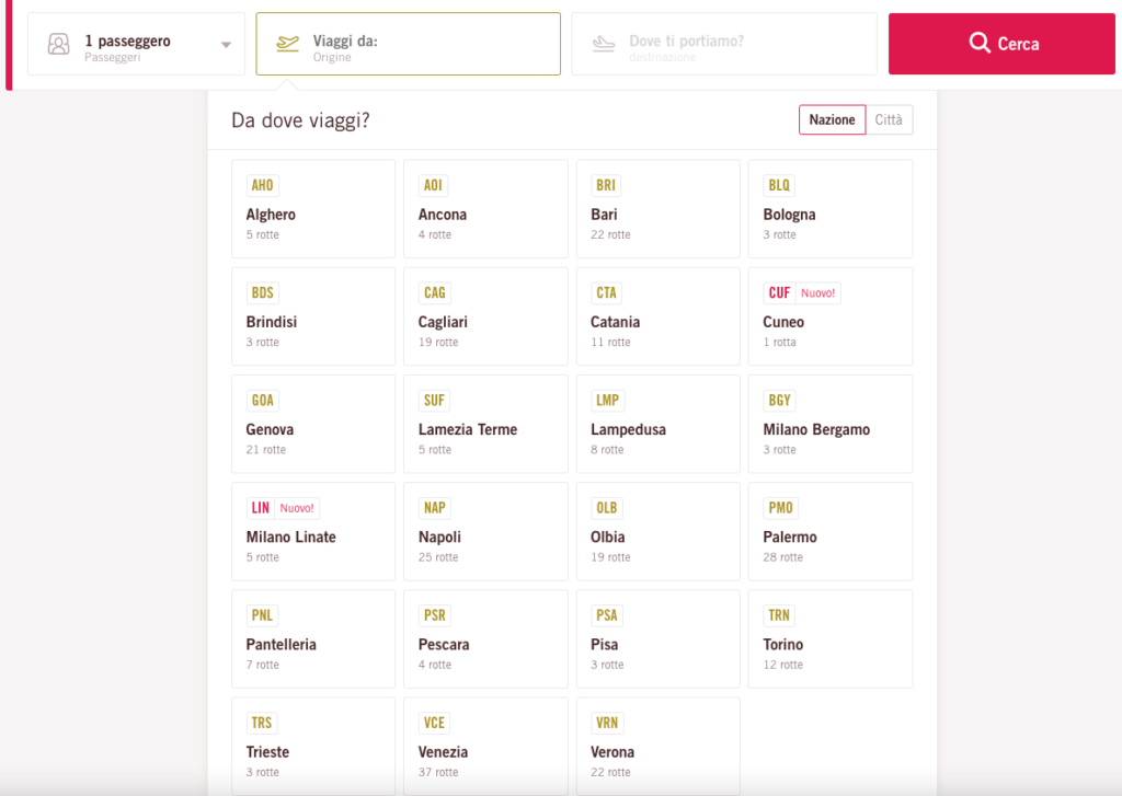 Volotea - Routes in Italy