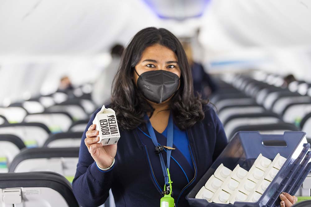 water carton Alaska Airlines