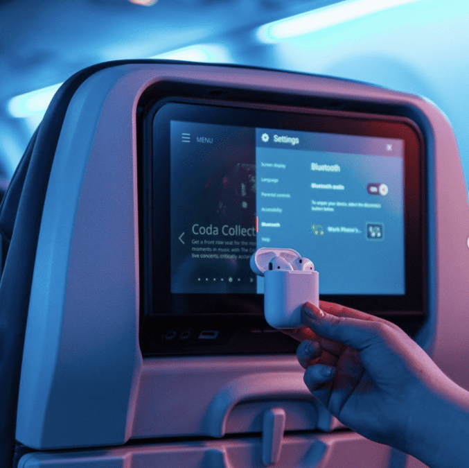 Now your airpods connect to the airplane's IFE