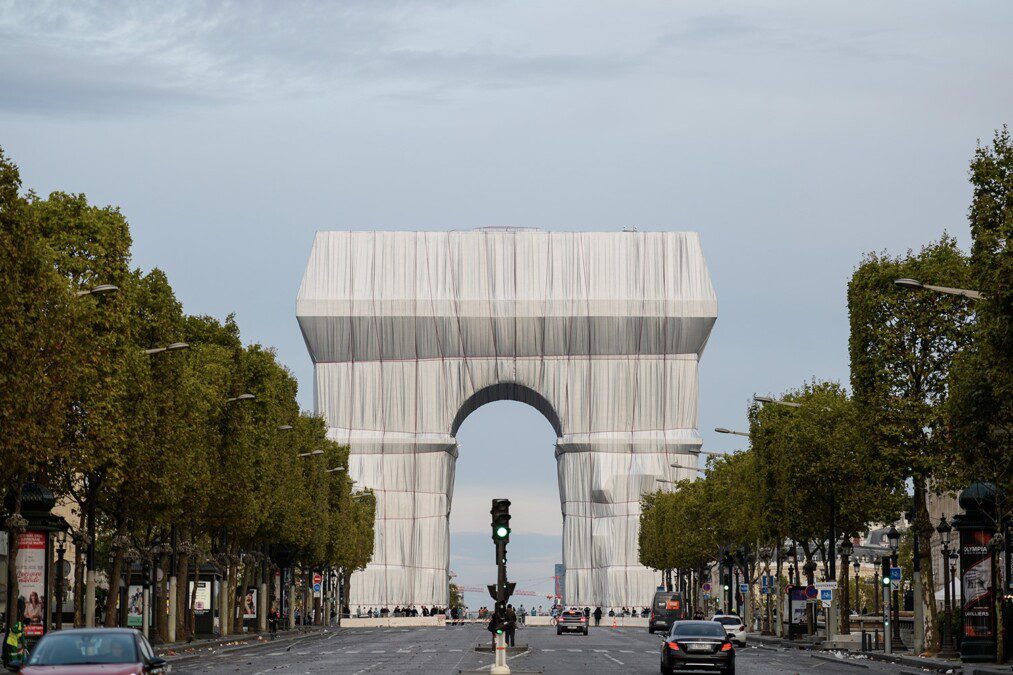 If you go to Paris now you can see the Arc de Triomphe packed by Christo