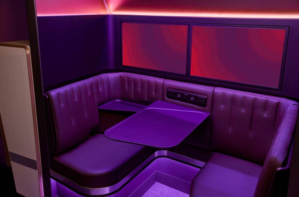 On the plane like in the restaurant, here is the new cabin of Virgin Atlantic's A350s