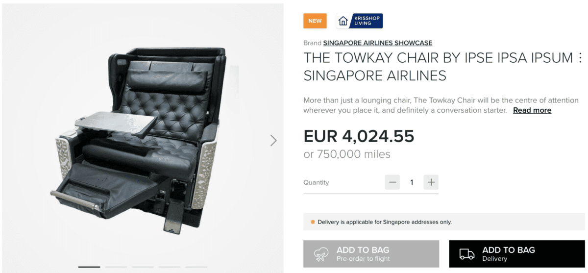 Are you furnishing your home? Singapore Airlines sells its Business seats.