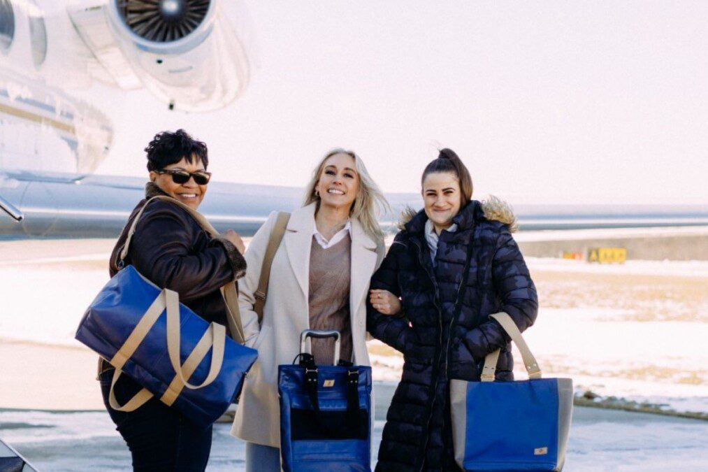 Seat leather becomes a travel bag, so the company helps women win their battles