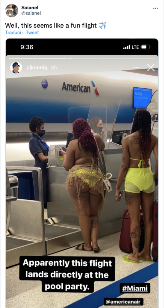 check in swimsuit American Airlines 