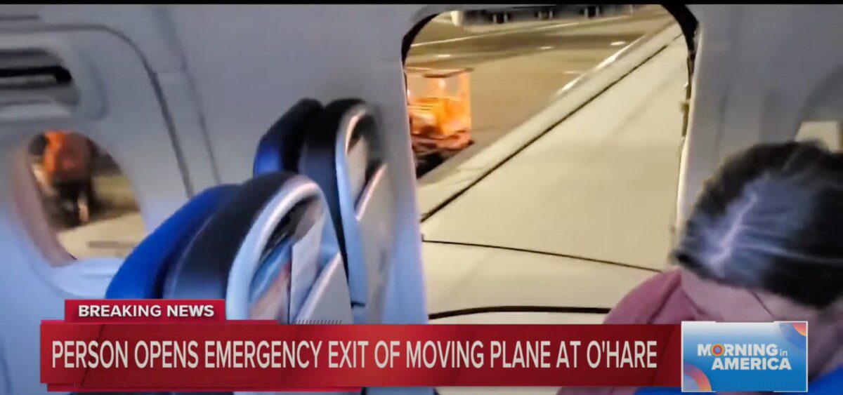 When you're in a hurry to get off the plane. Passenger opens door right after landing