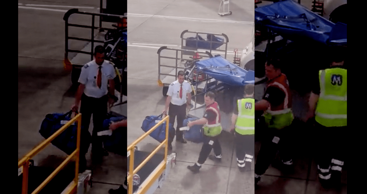 A pilot set out to help staff load luggage onto the plane