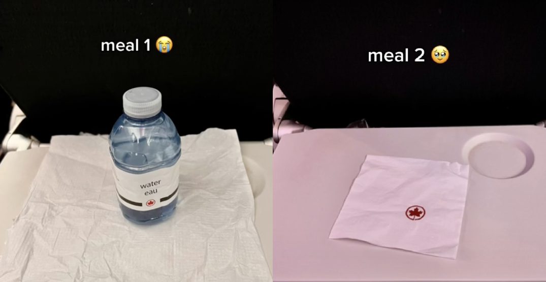 Vegan meal? A small bottle of water and a handkerchief.