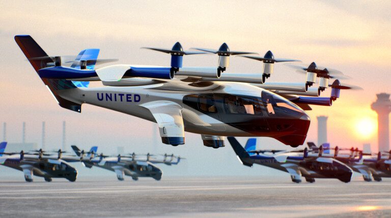 Chicago, from airport to downtown by air cab. United's bet