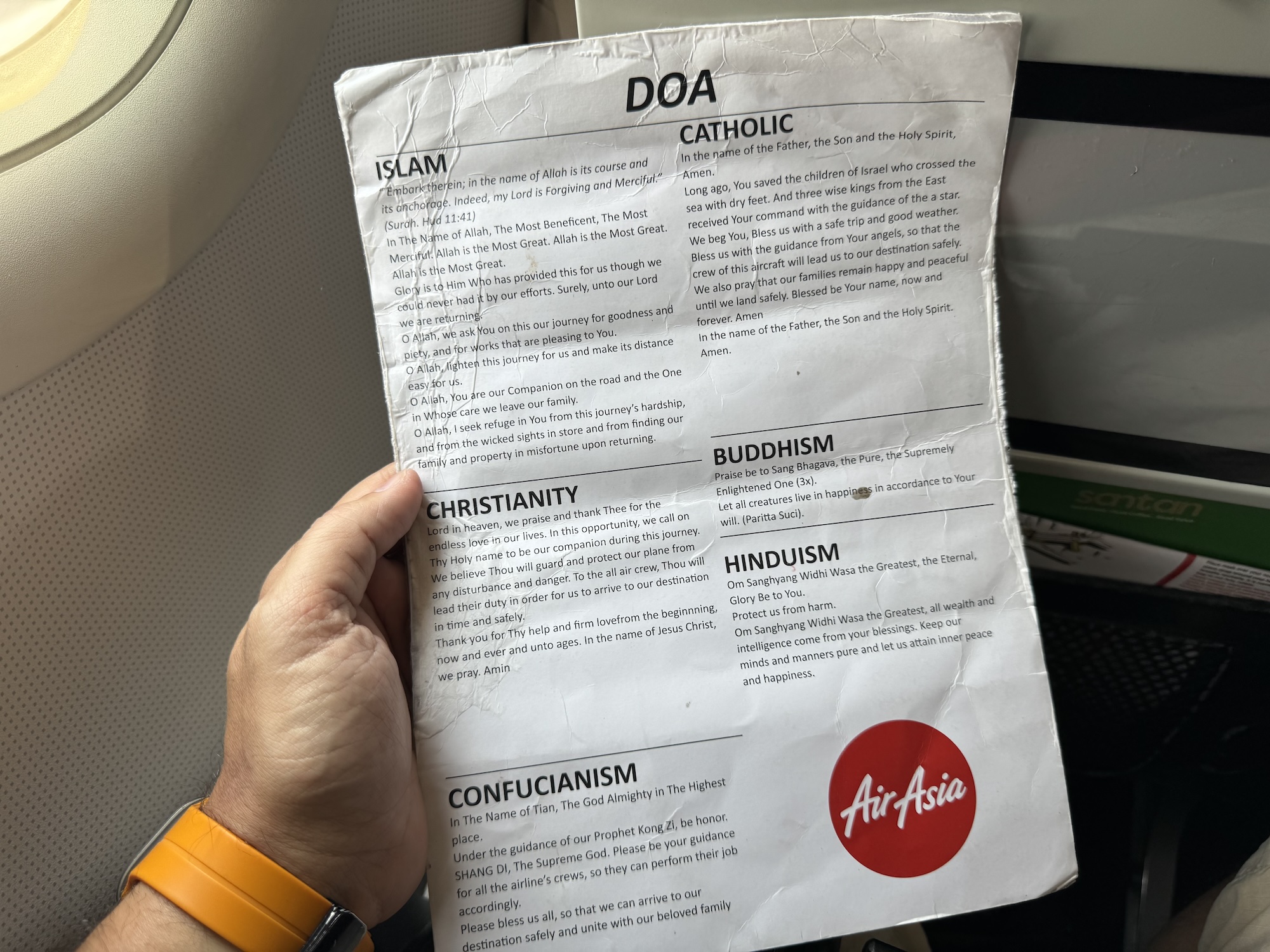 In addition to safety measures here are prayers to be recited before and/or during the flight