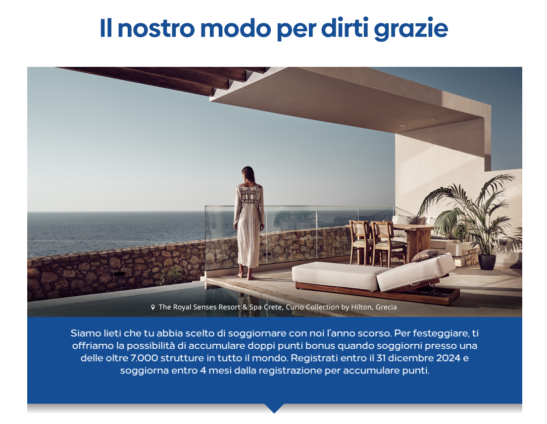 "Gratitude to guests," Hilton Honors writes to many members and gives a rich bonus